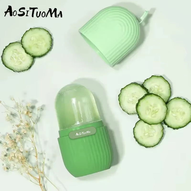 Silicone Ice Face Roller Contour and Shrink Pores,Remove Dark Circles,Massage Skin Beauty Facial Roller for Eyes, Neck, Care Tool